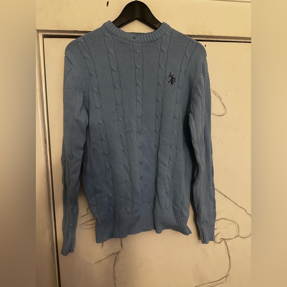 US Polo Assn Blue Cable Knit Sweater